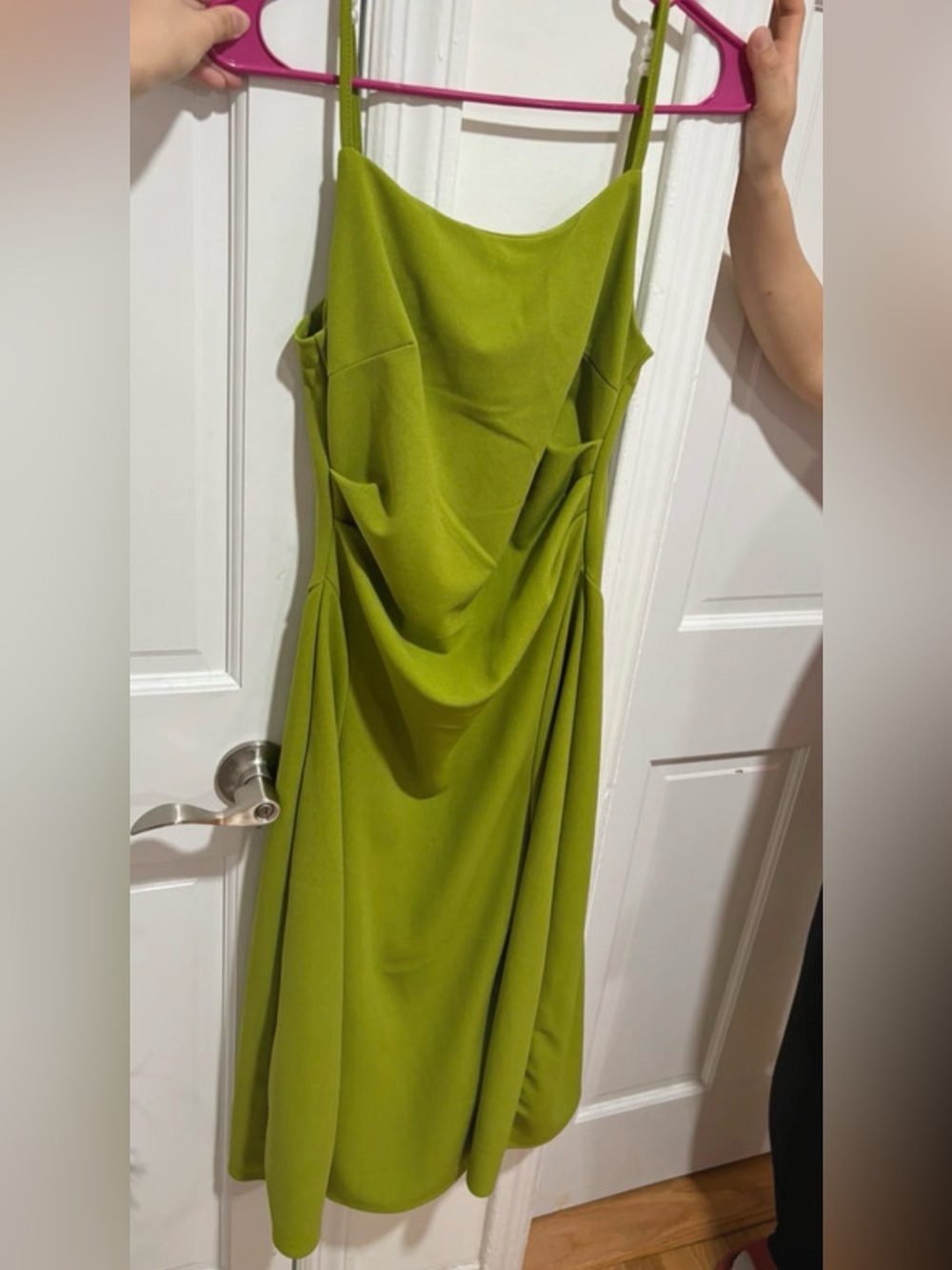 H&M Lime Green Draped Strapless Dress